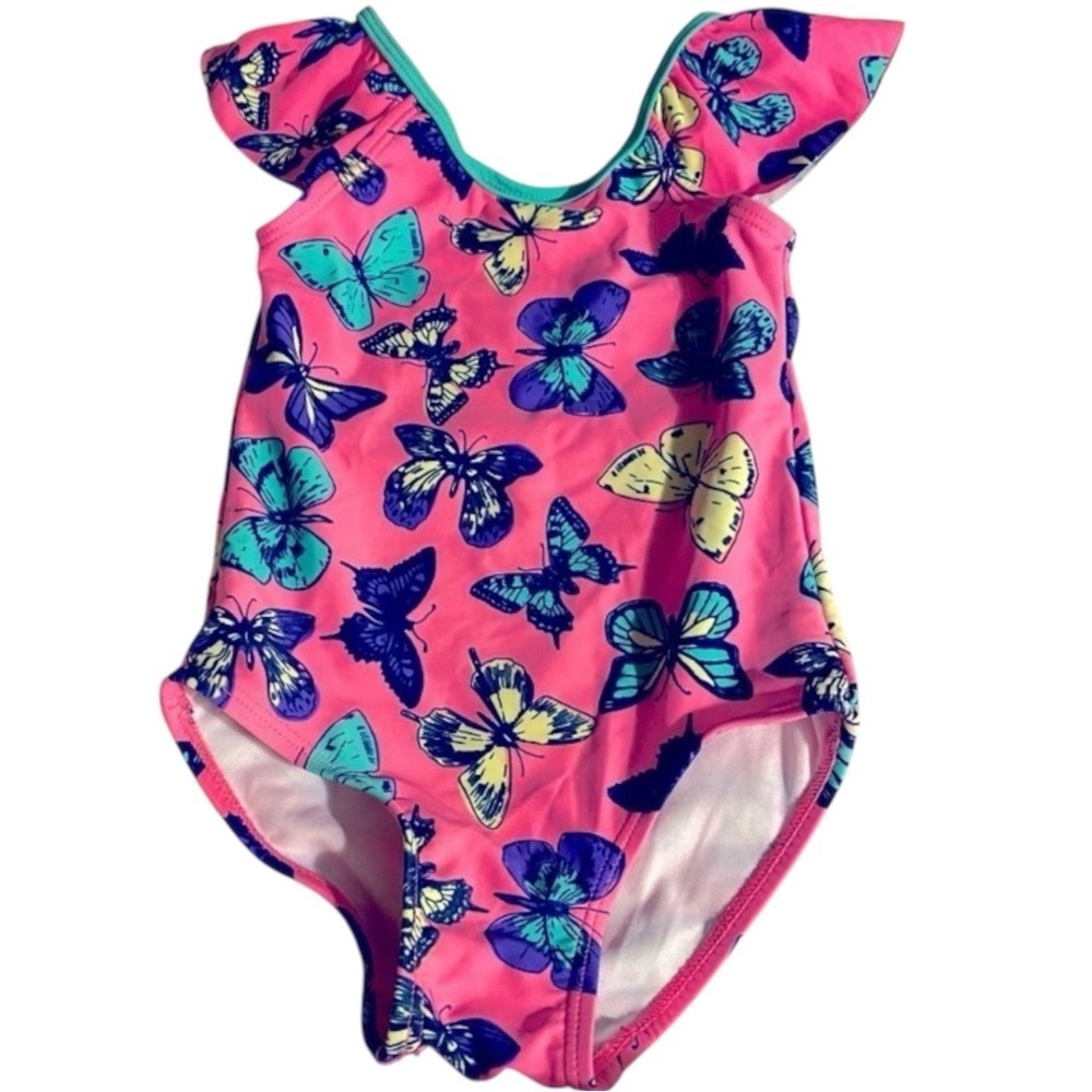 Wave Zone Swim Suit, One piece, Sz 24M, Butterflies, Pastel, Like new, Girly - Picture 3 of 11